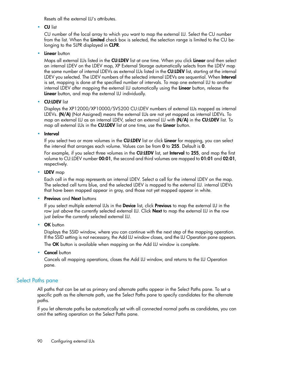 Select paths pane | HP StorageWorks XP Remote Web Console Software User Manual | Page 90 / 192