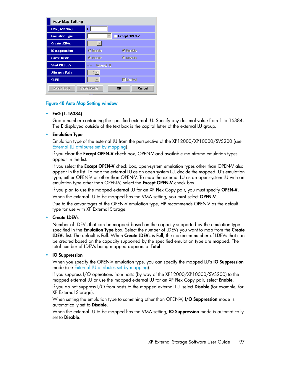 Auto map setting window | HP StorageWorks XP Remote Web Console Software User Manual | Page 97 / 192