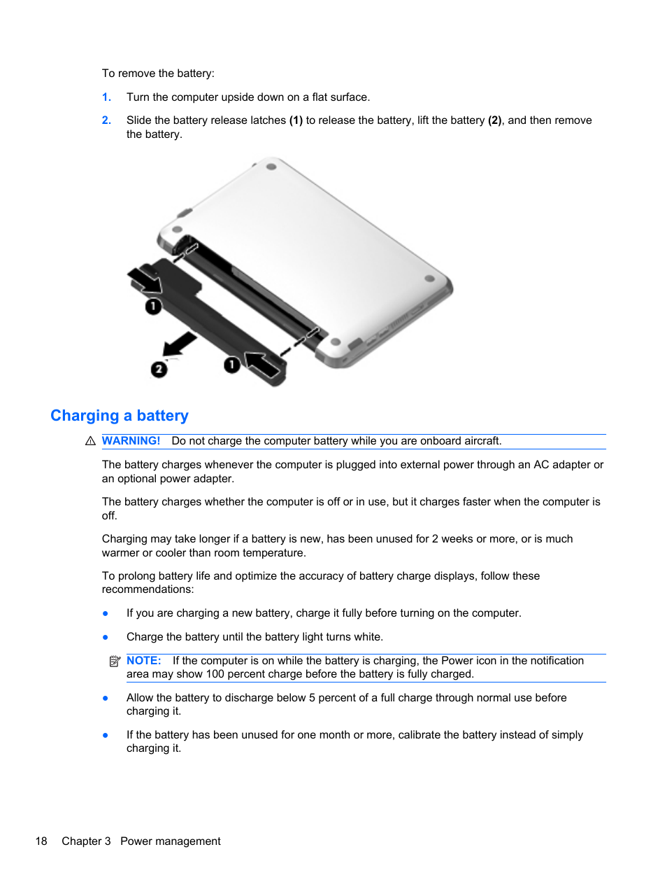 Charging a battery | HP Mini 2102 User Manual | Page 26 / 74