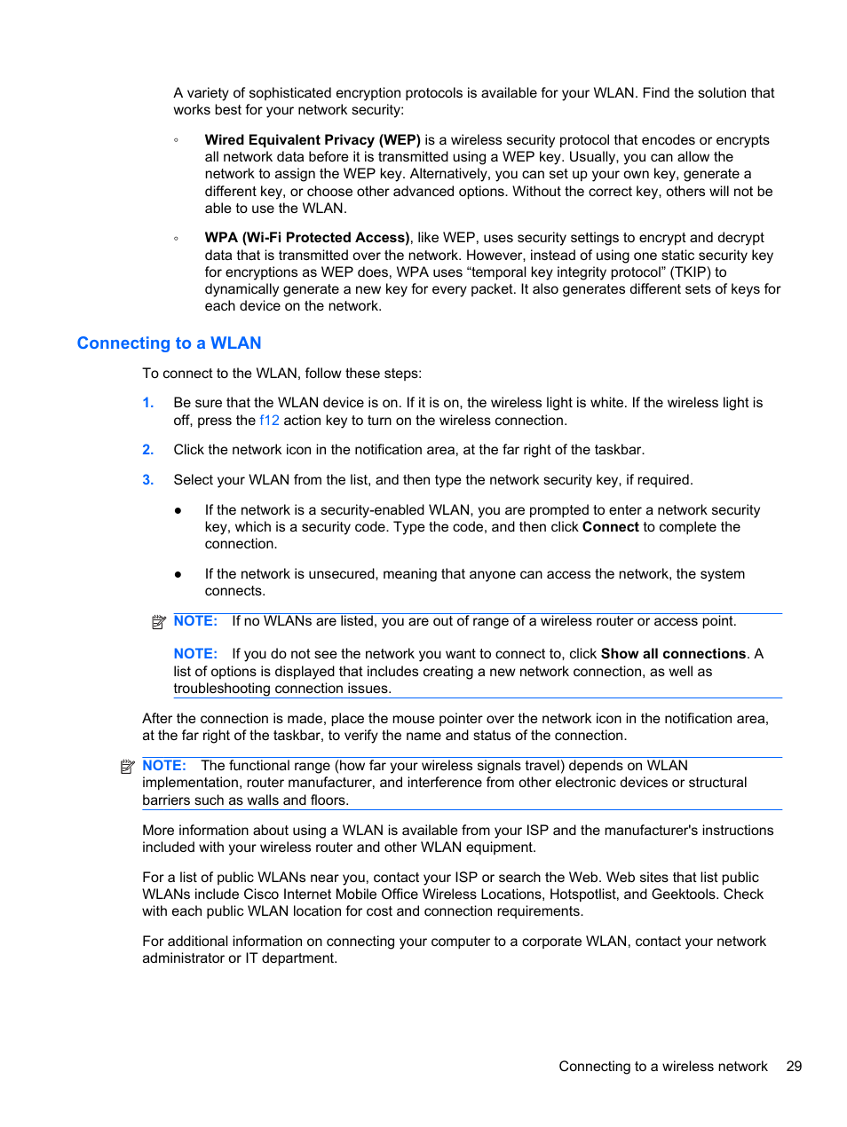 Connecting to a wlan | HP Mini 2102 User Manual | Page 37 / 74