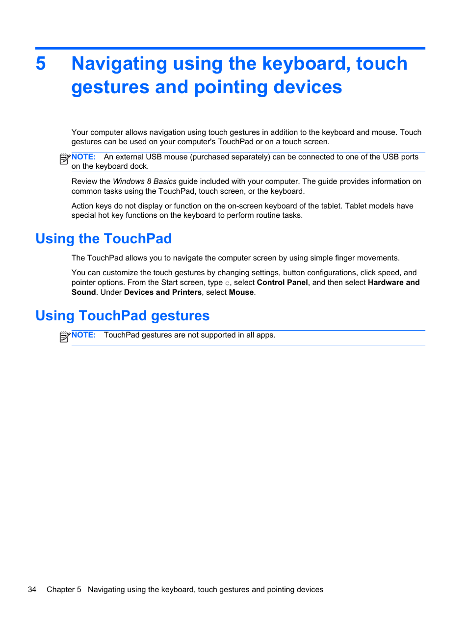 Using the touchpad, Using touchpad gestures, Using the touchpad using touchpad gestures | Text. see | HP Split 13-m110ca x2 PC User Manual | Page 44 / 83