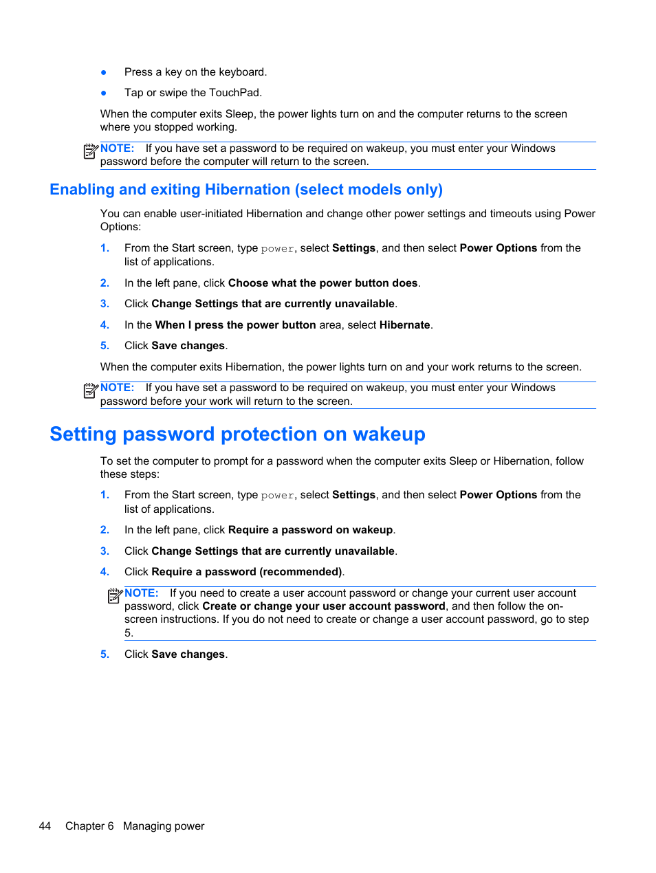 Setting password protection on wakeup, Information, see | HP Split 13-m110ca x2 PC User Manual | Page 54 / 83