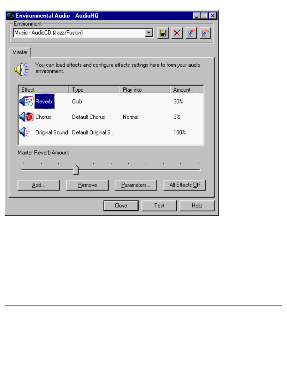 Specify the effect type, Specify the degree or amount of the effect, Configure midi playback effects | Back to contents page | HP Pavilion 9723 Desktop PC User Manual | Page 27 / 67