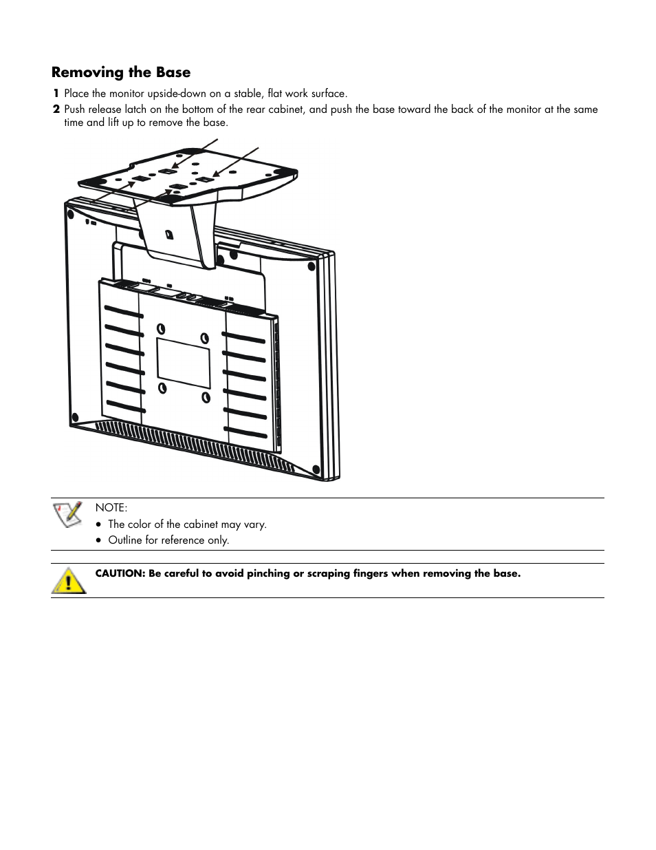 Removing the base | HP w19 19 inch LCD Monitor User Manual | Page 7 / 22