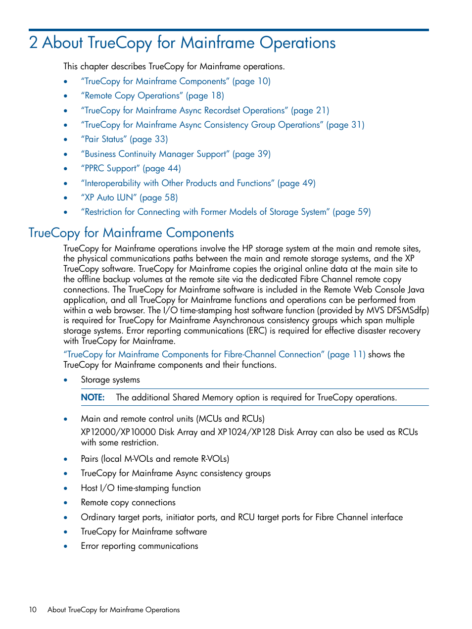 2 about truecopy for mainframe operations, Truecopy for mainframe components | HP StorageWorks XP Remote Web Console Software User Manual | Page 10 / 258