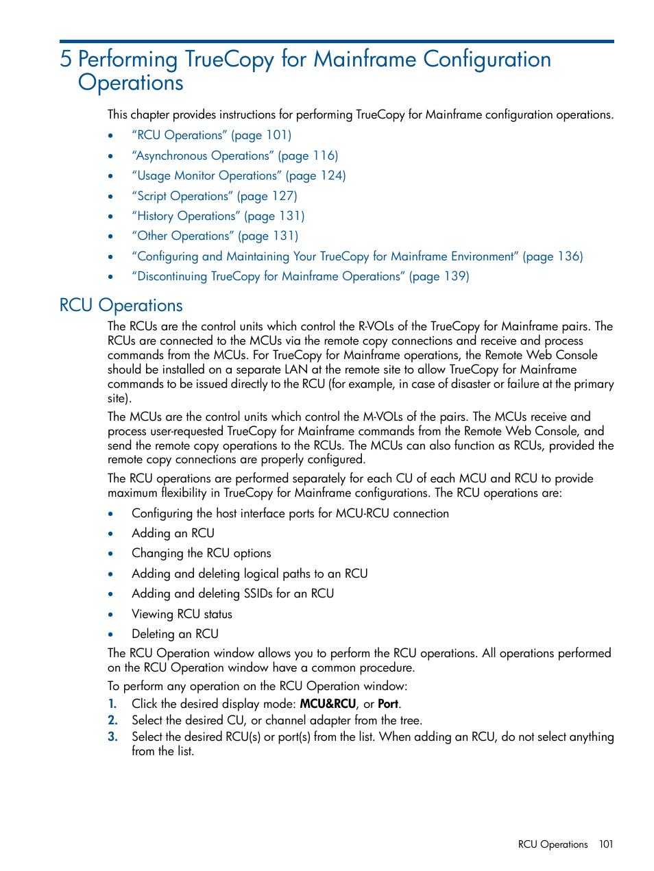Rcu operations | HP StorageWorks XP Remote Web Console Software User Manual | Page 101 / 258