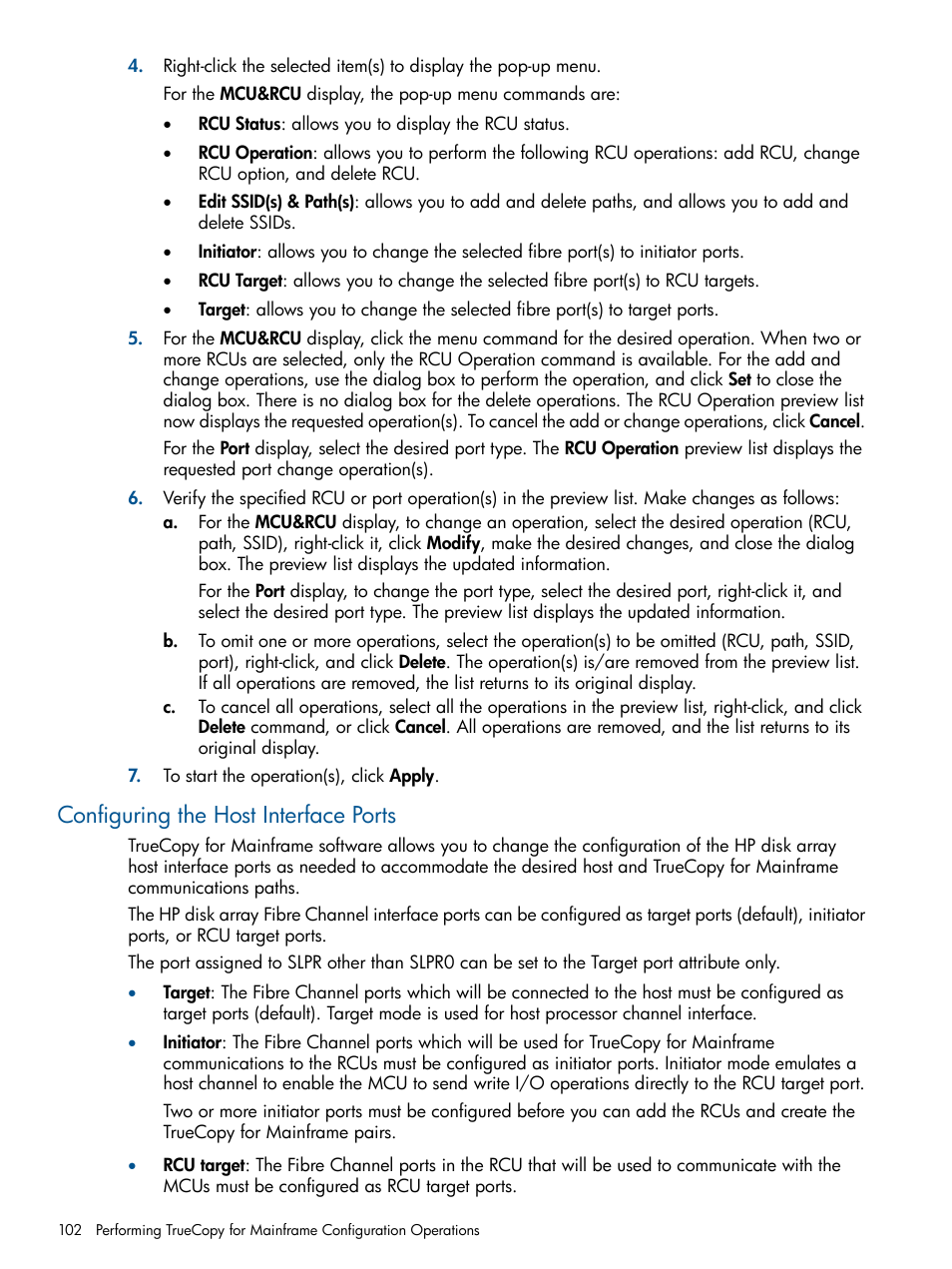 Configuring the host interface ports | HP StorageWorks XP Remote Web Console Software User Manual | Page 102 / 258