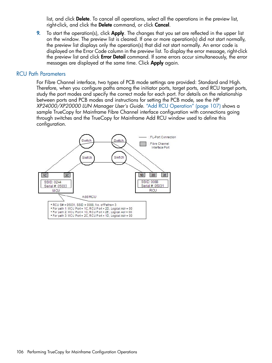 Rcu path parameters | HP StorageWorks XP Remote Web Console Software User Manual | Page 106 / 258