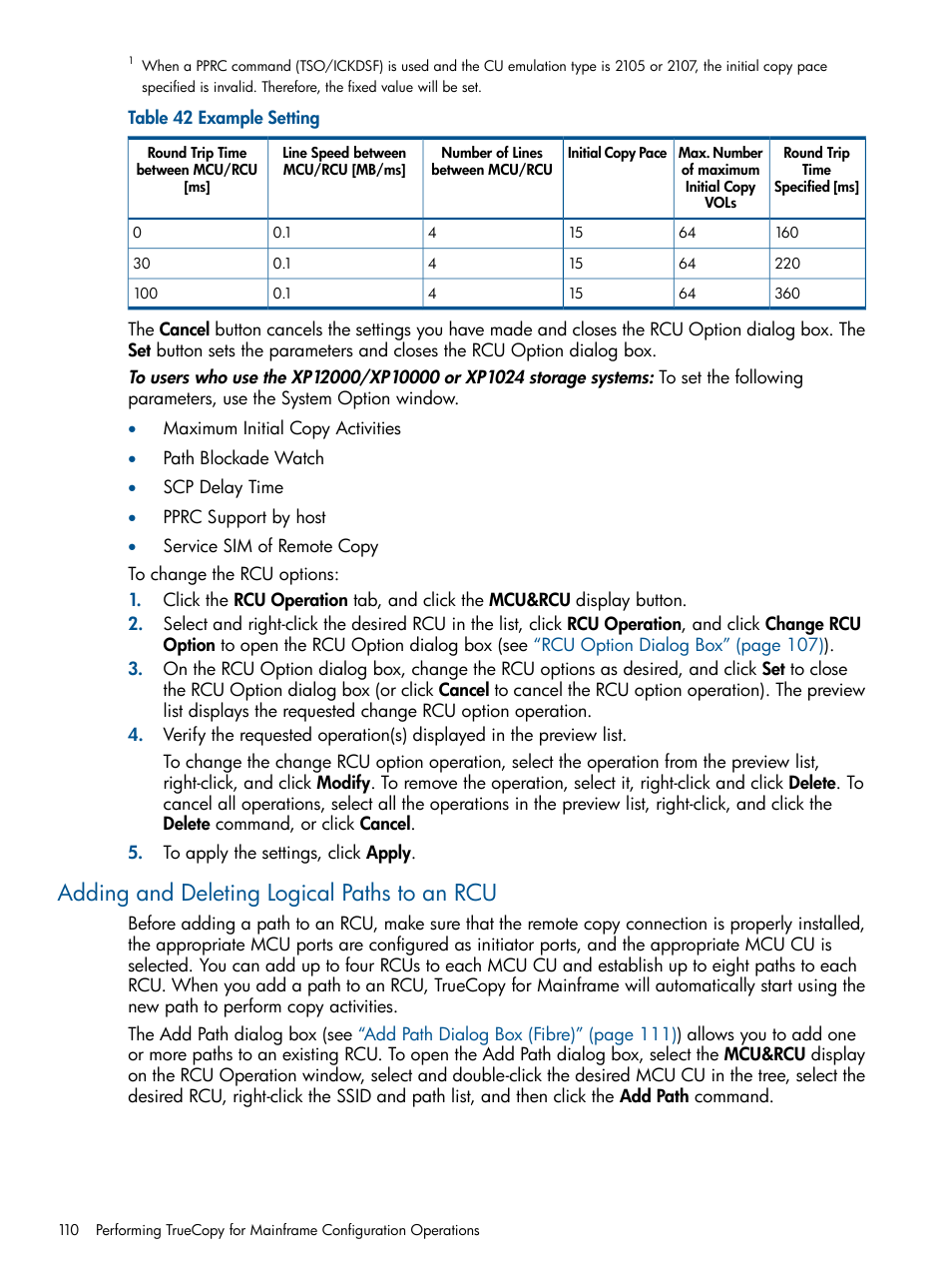 Adding and deleting logical paths to an rcu | HP StorageWorks XP Remote Web Console Software User Manual | Page 110 / 258