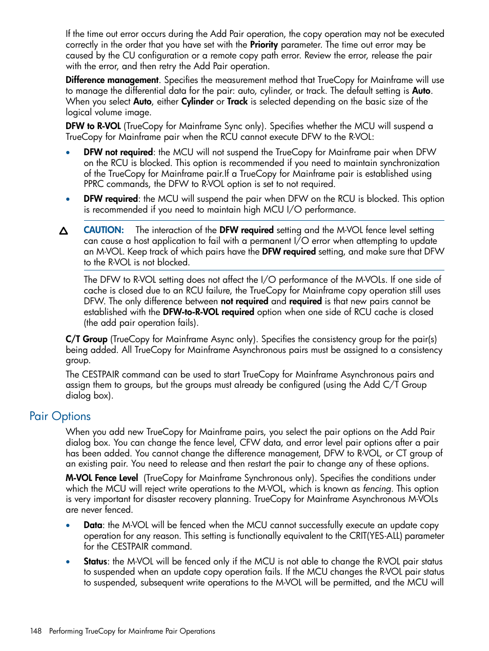 Pair options | HP StorageWorks XP Remote Web Console Software User Manual | Page 148 / 258