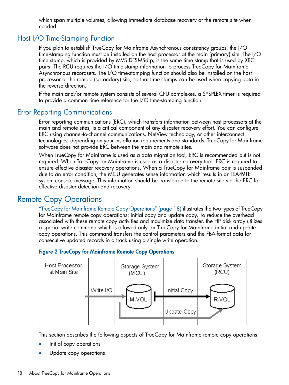 Host i/o time-stamping function, Error reporting communications, Remote copy operations | HP StorageWorks XP Remote Web Console Software User Manual | Page 18 / 258