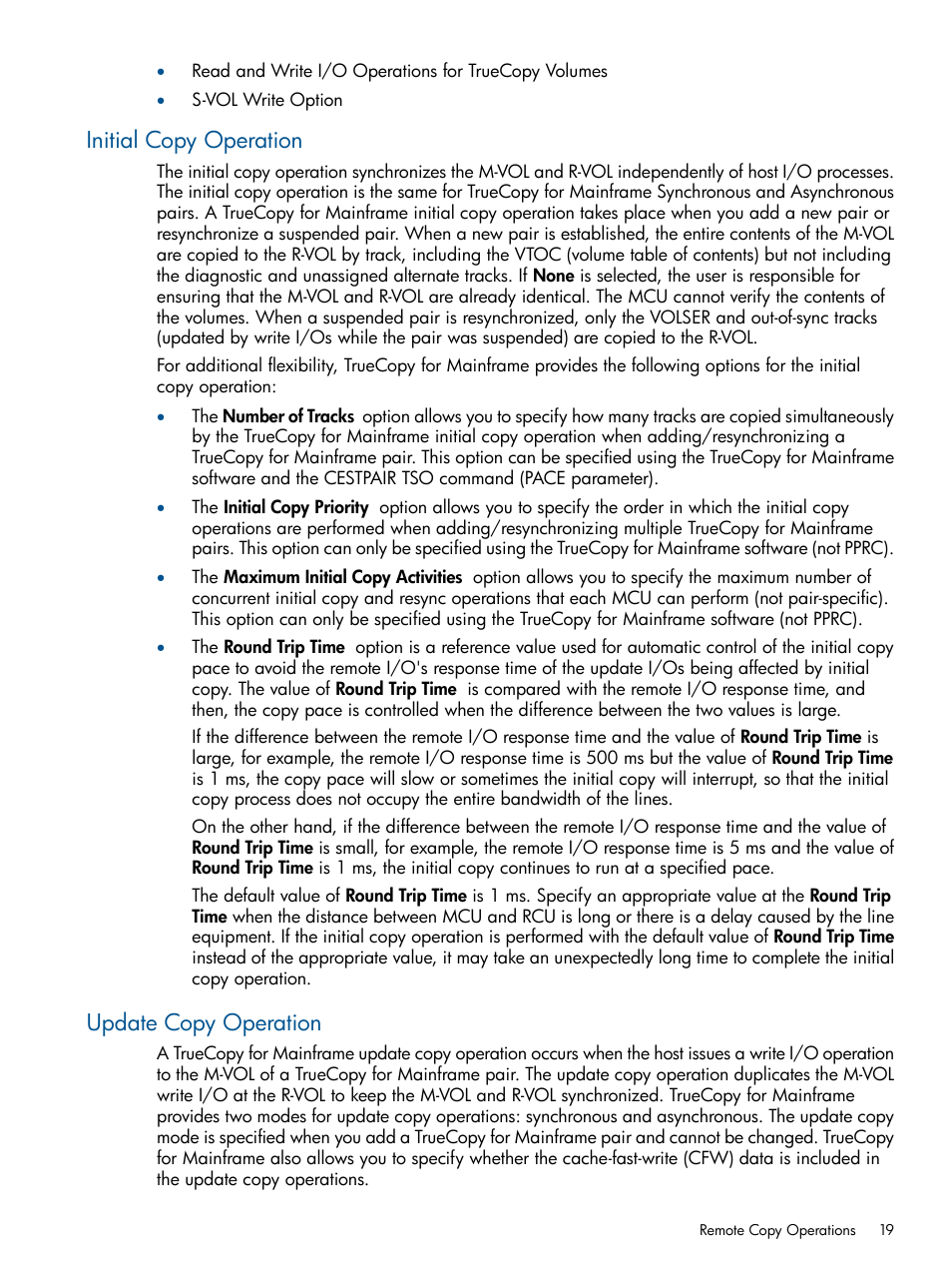 Initial copy operation, Update copy operation, Initial copy operation update copy operation | HP StorageWorks XP Remote Web Console Software User Manual | Page 19 / 258