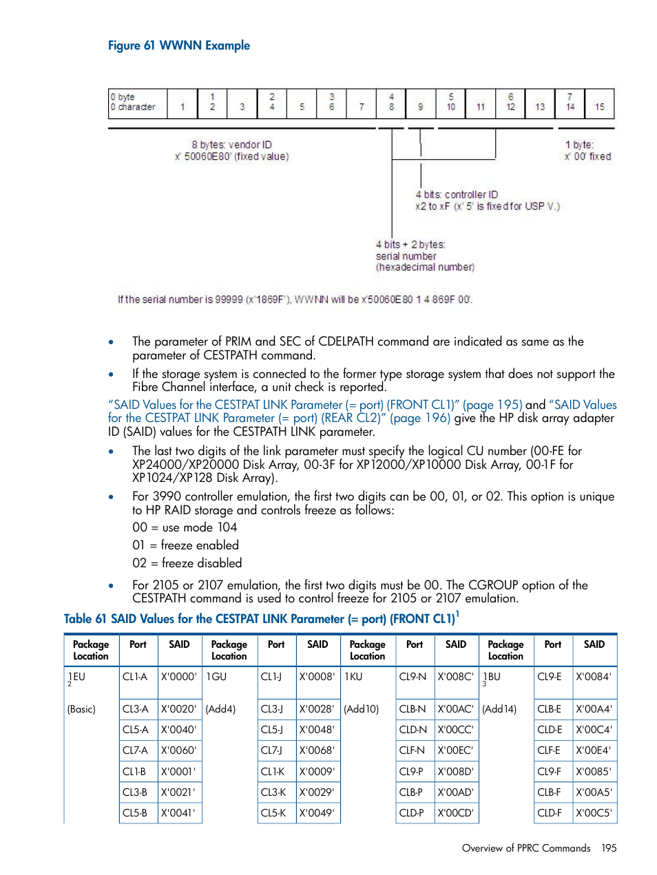 Said values for the cestpat, Said values for the | HP StorageWorks XP Remote Web Console Software User Manual | Page 195 / 258