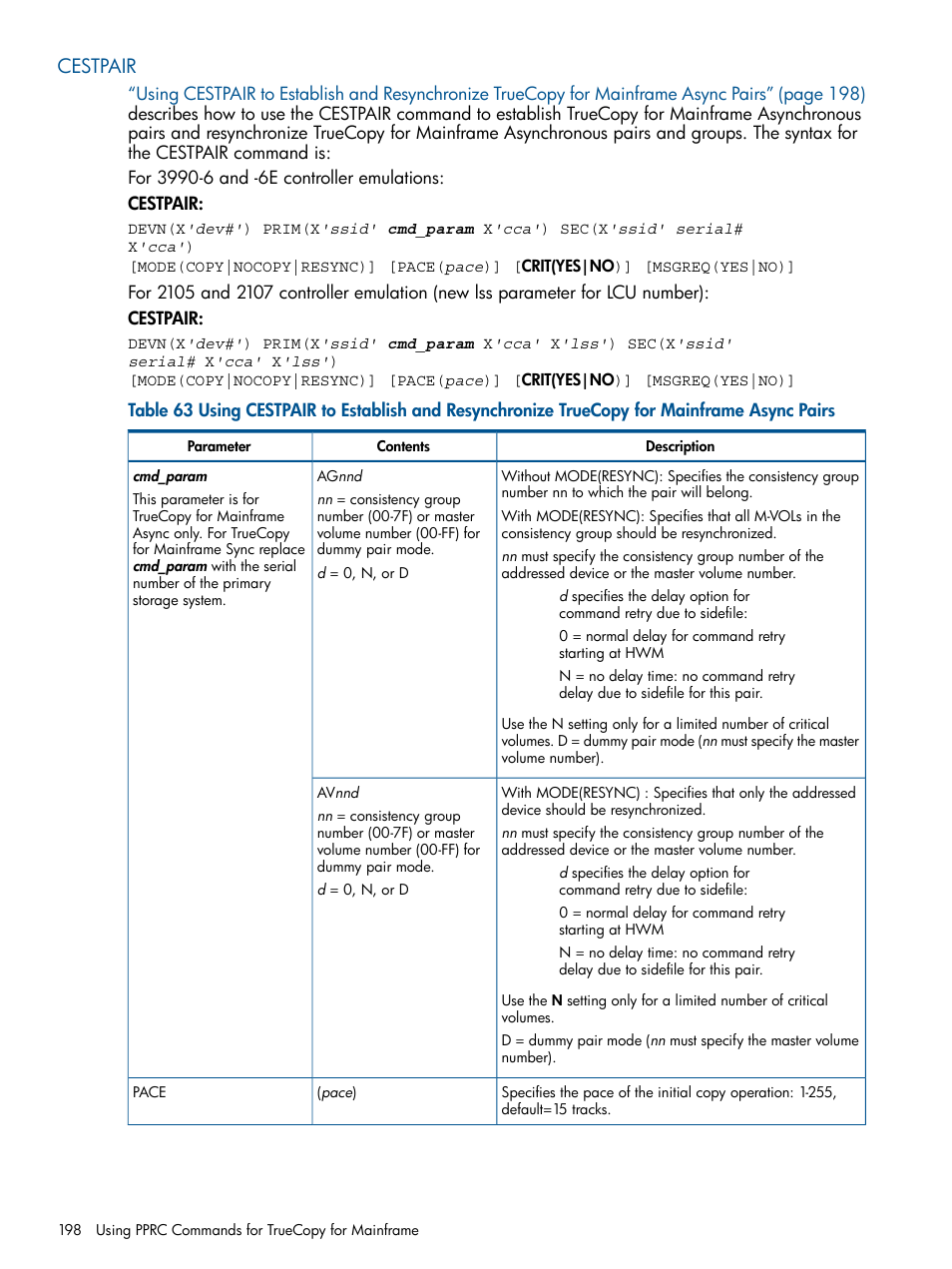 Cestpair | HP StorageWorks XP Remote Web Console Software User Manual | Page 198 / 258