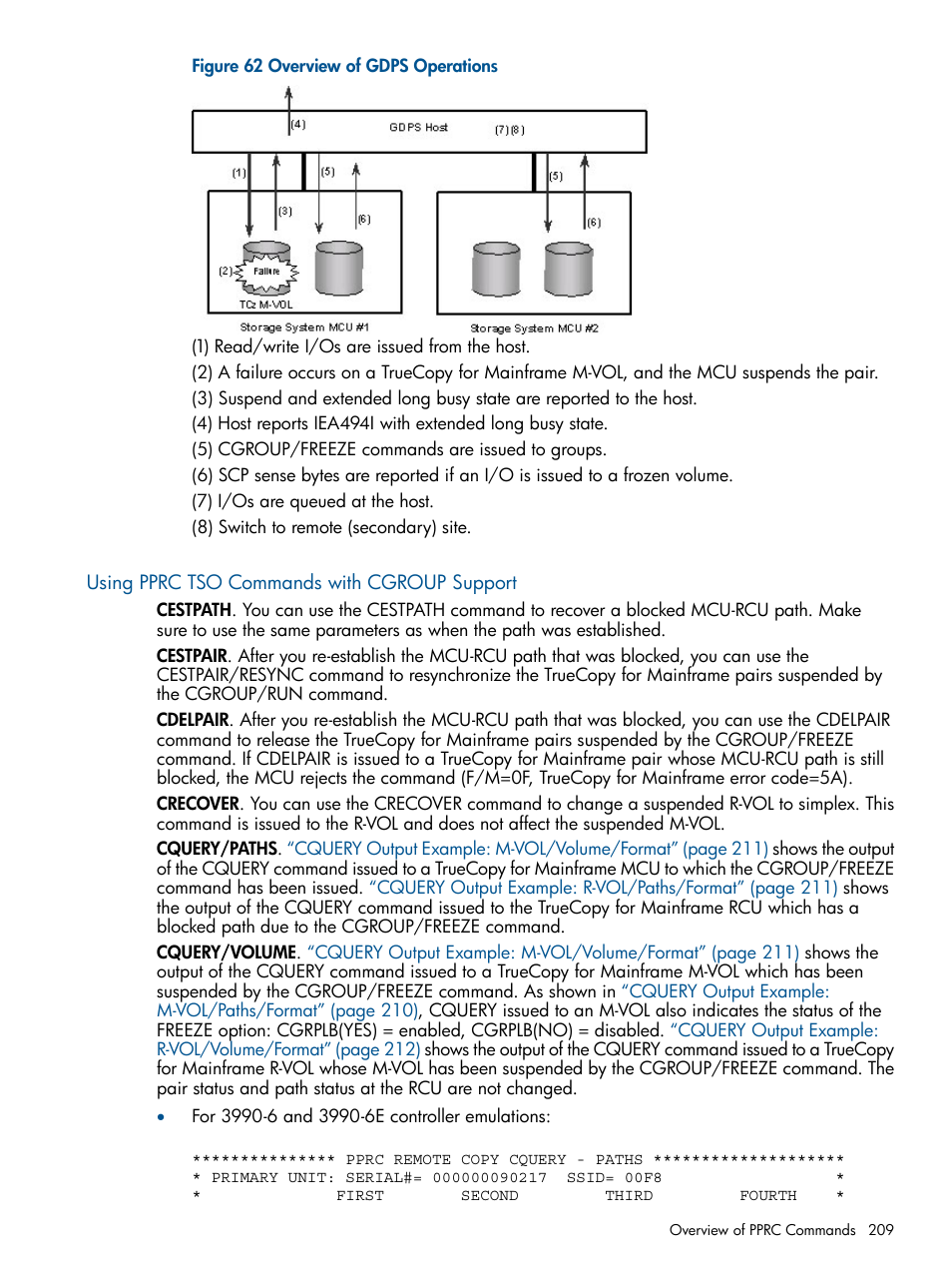 Using pprc tso commands with cgroup support | HP StorageWorks XP Remote Web Console Software User Manual | Page 209 / 258