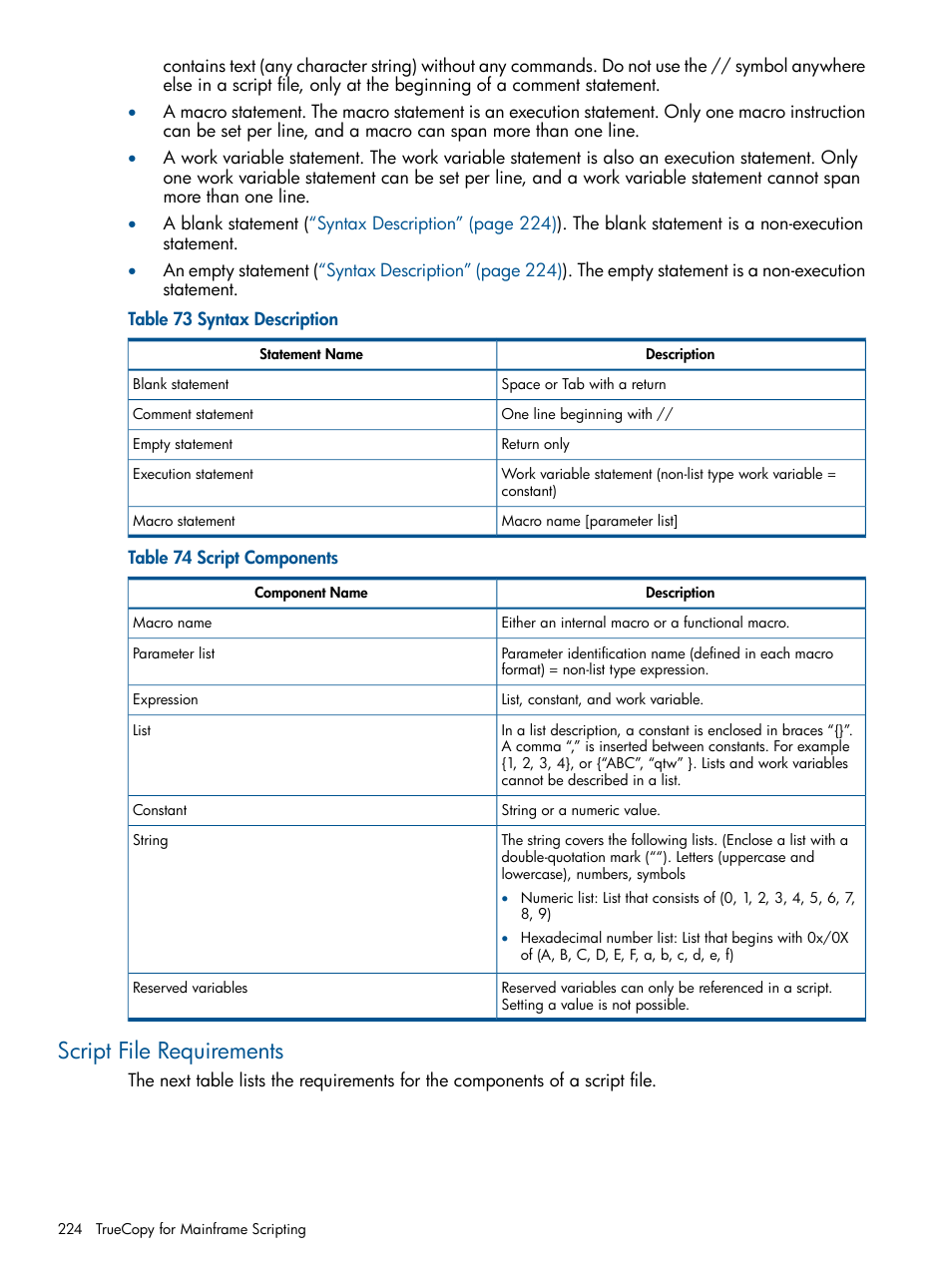 Script file requirements | HP StorageWorks XP Remote Web Console Software User Manual | Page 224 / 258