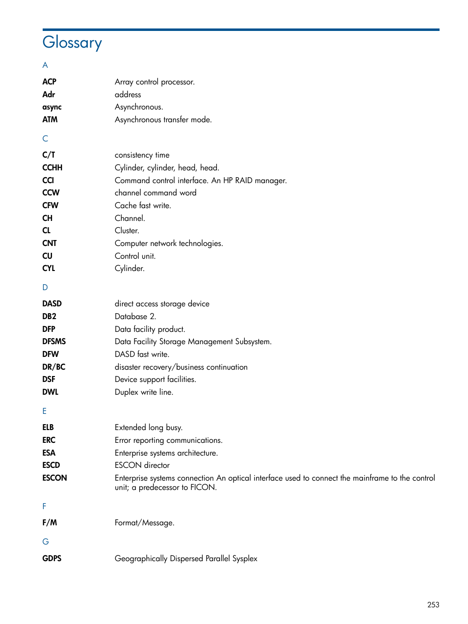 Glossary | HP StorageWorks XP Remote Web Console Software User Manual | Page 253 / 258