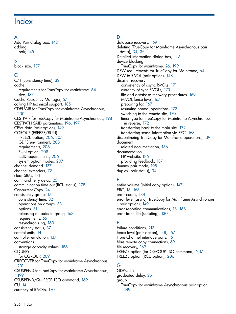 Index | HP StorageWorks XP Remote Web Console Software User Manual | Page 256 / 258
