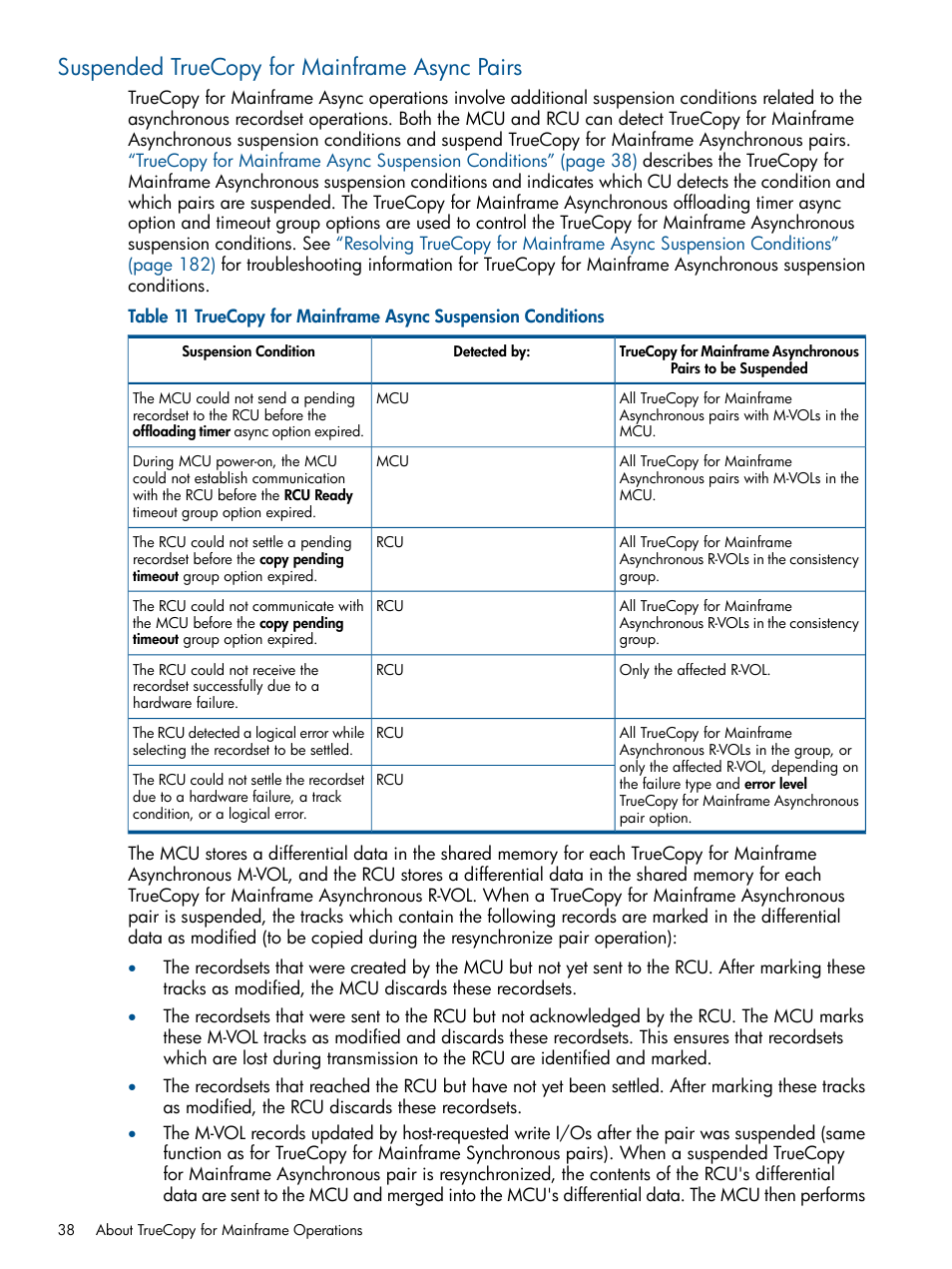Suspended truecopy for mainframe async pairs | HP StorageWorks XP Remote Web Console Software User Manual | Page 38 / 258