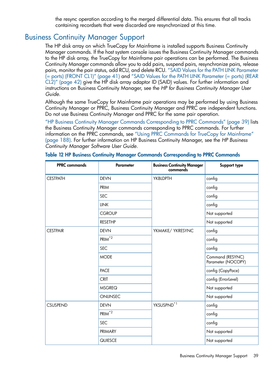 Business continuity manager support | HP StorageWorks XP Remote Web Console Software User Manual | Page 39 / 258