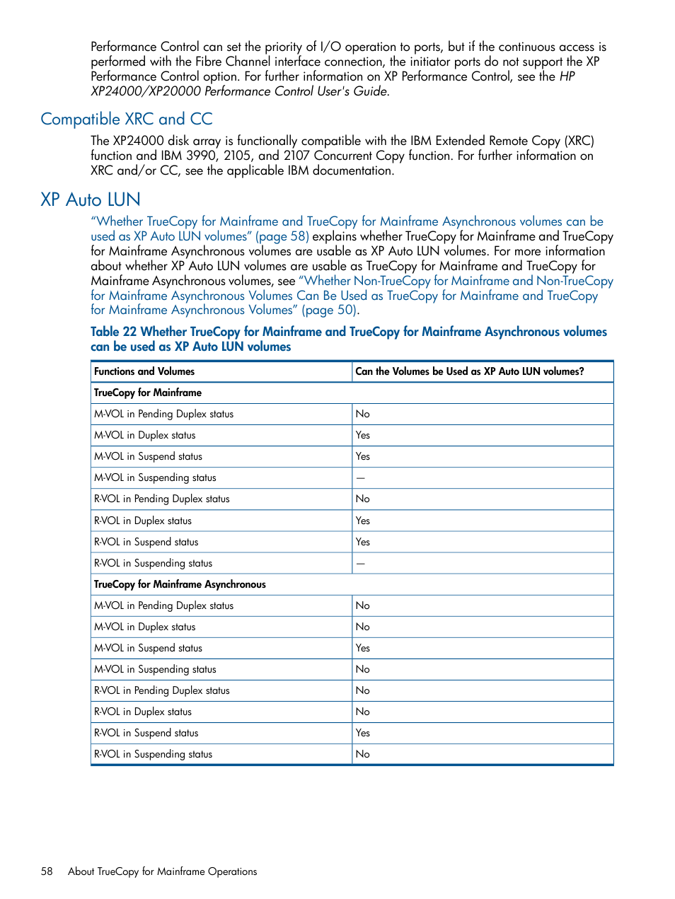 Compatible xrc and cc, Xp auto lun | HP StorageWorks XP Remote Web Console Software User Manual | Page 58 / 258