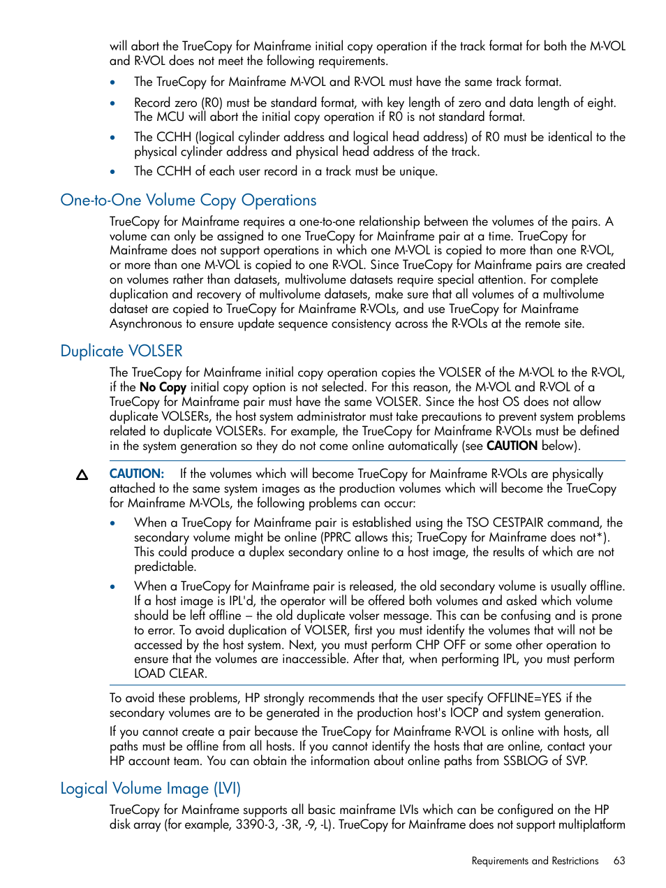 One-to-one volume copy operations, Duplicate volser, Logical volume image (lvi) | HP StorageWorks XP Remote Web Console Software User Manual | Page 63 / 258