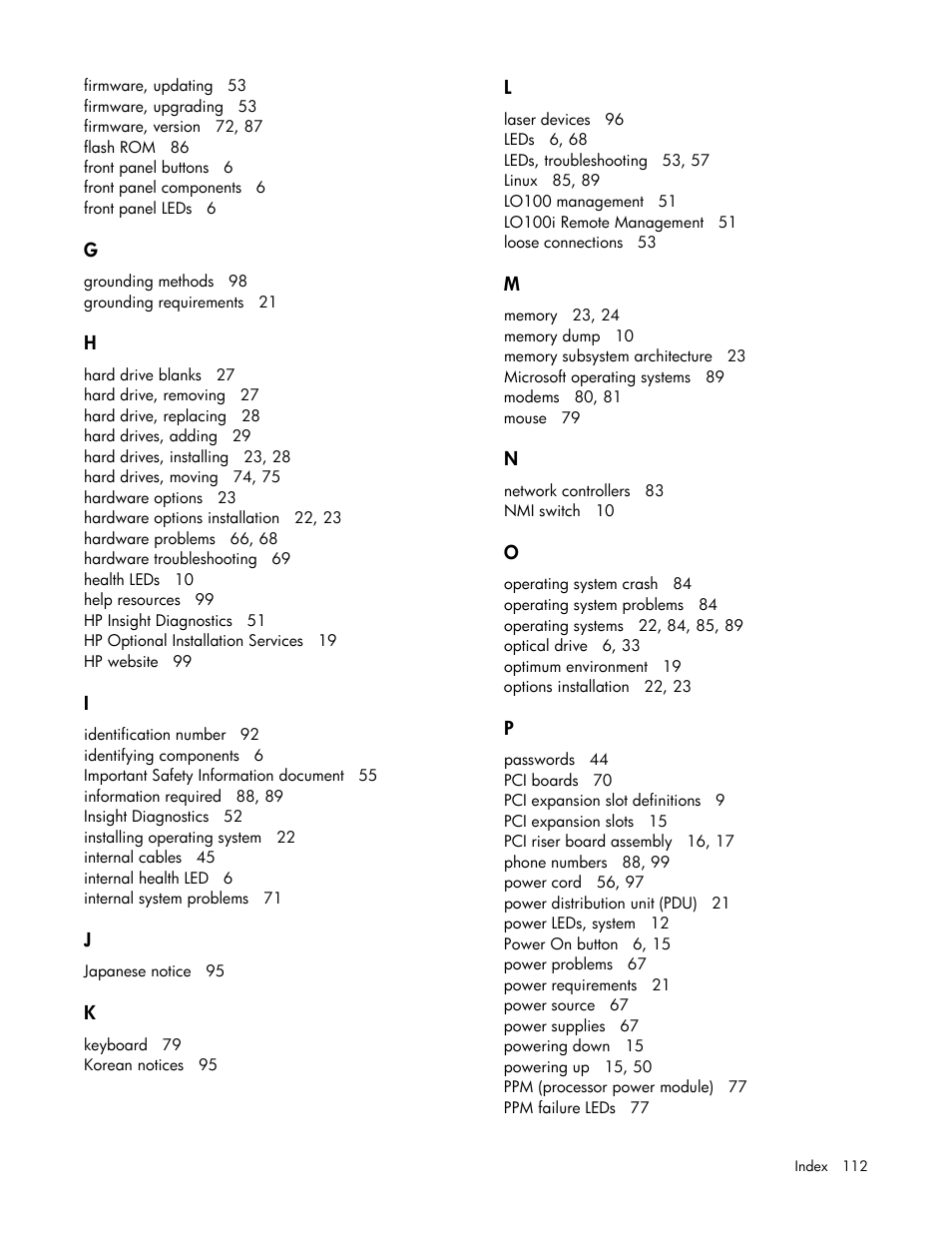 HP ProLiant DL120 G6 Server User Manual | Page 112 / 113