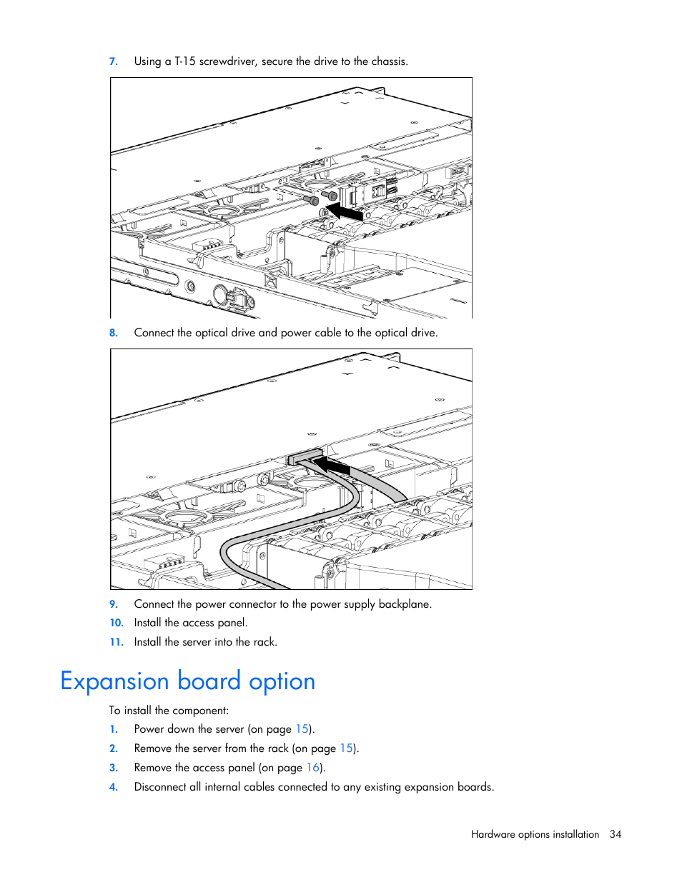 Expansion board option | HP ProLiant DL120 G6 Server User Manual | Page 34 / 113