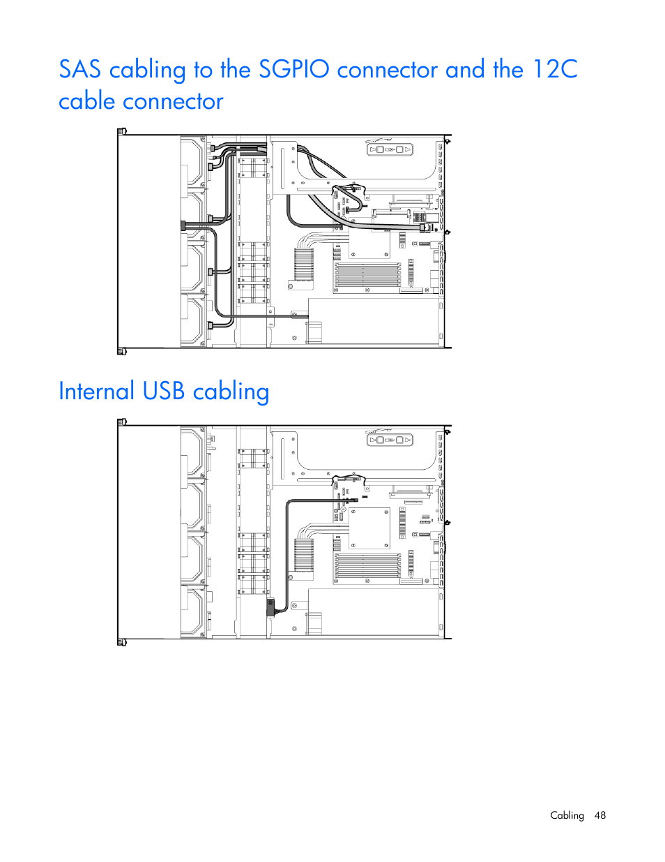 Internal usb cabling | HP ProLiant DL120 G6 Server User Manual | Page 48 / 113