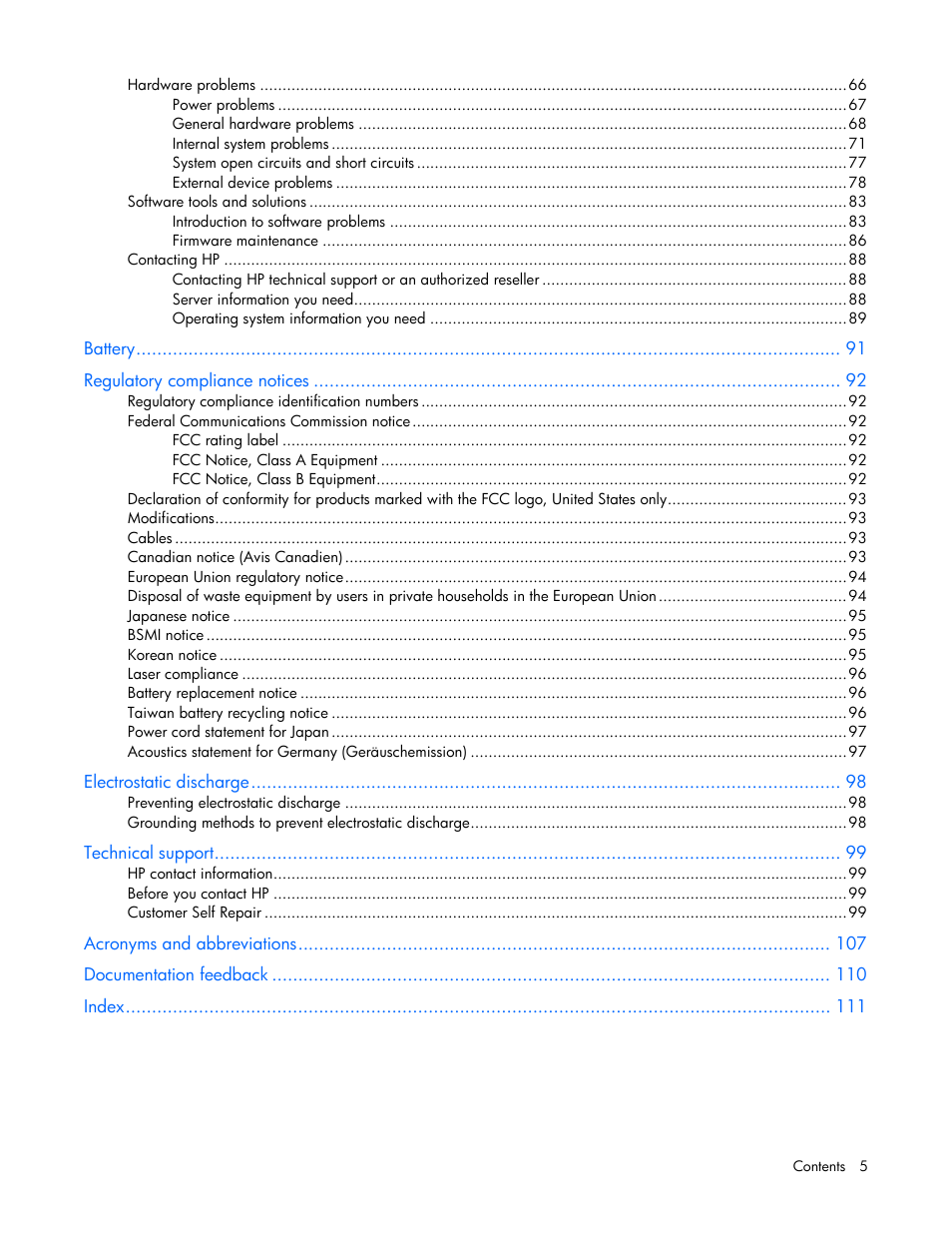 HP ProLiant DL120 G6 Server User Manual | Page 5 / 113