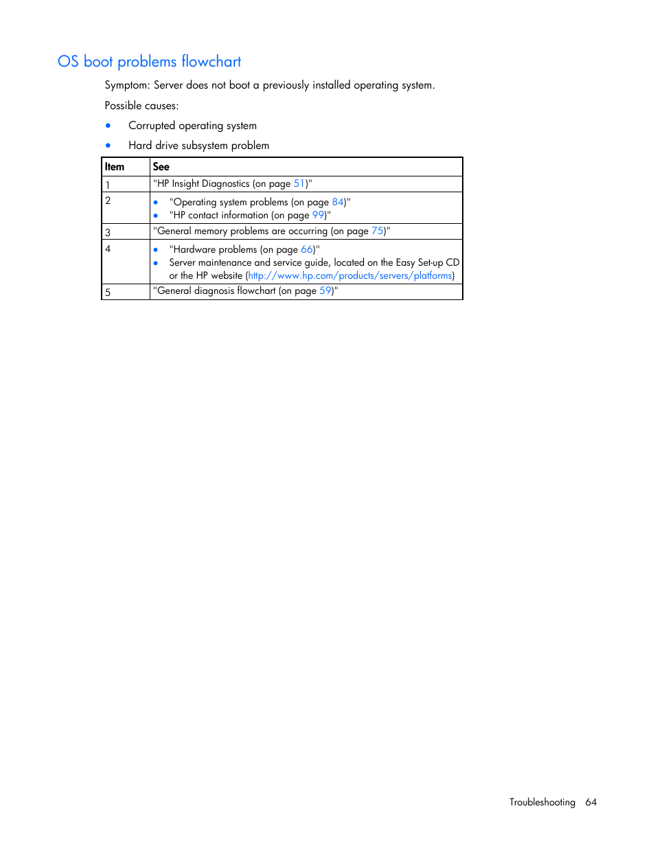 Os boot problems flowchart | HP ProLiant DL120 G6 Server User Manual | Page 64 / 113