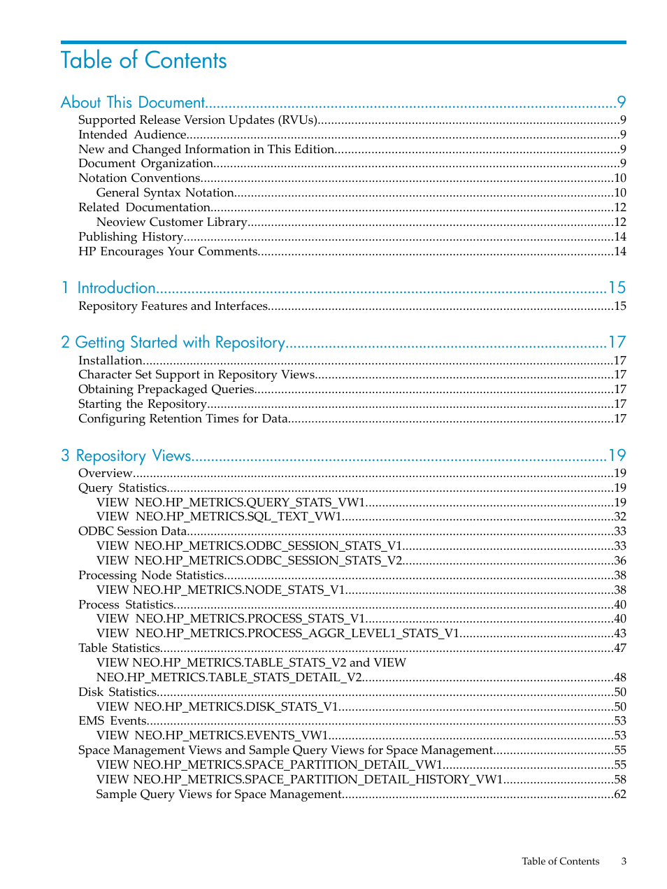 HP Neoview Release 2.4 Software User Manual | Page 3 / 128
