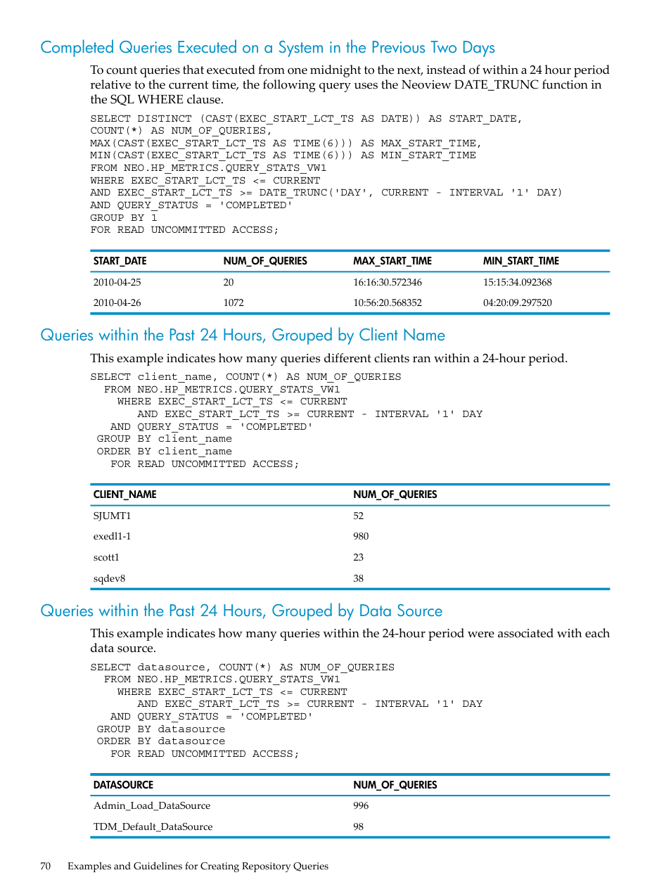 HP Neoview Release 2.4 Software User Manual | Page 70 / 128