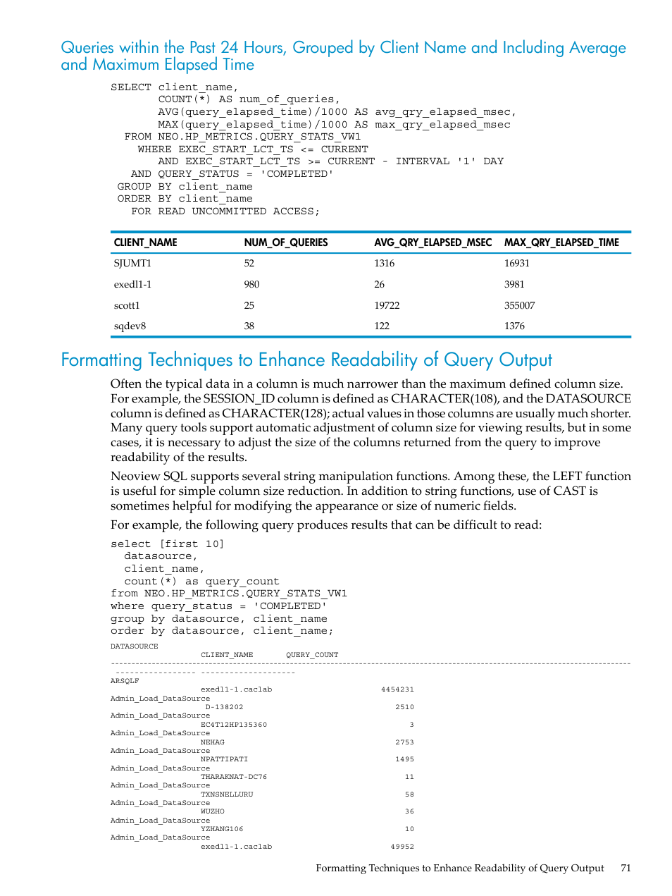 HP Neoview Release 2.4 Software User Manual | Page 71 / 128