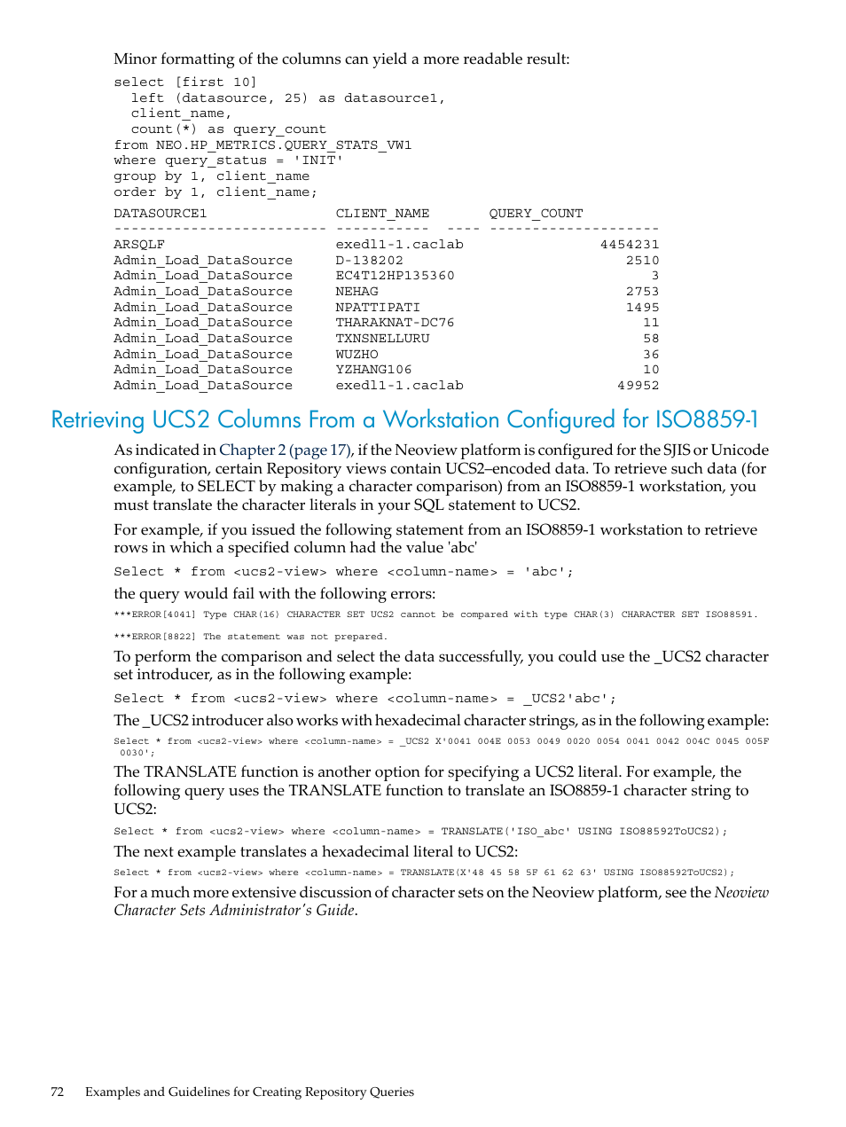 HP Neoview Release 2.4 Software User Manual | Page 72 / 128