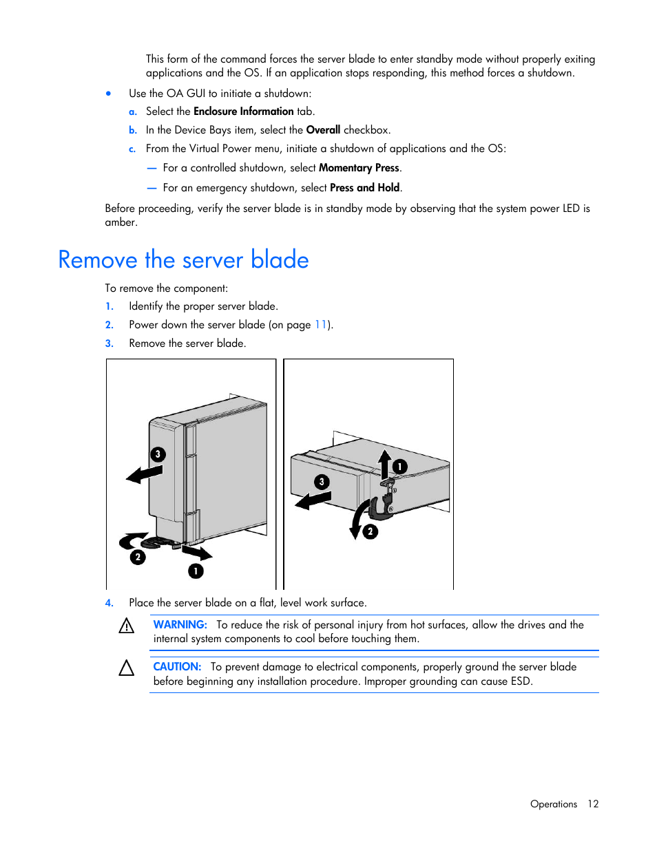 Remove the server blade | HP ProLiant BL460c Gen8 Server Blade User Manual | Page 12 / 83