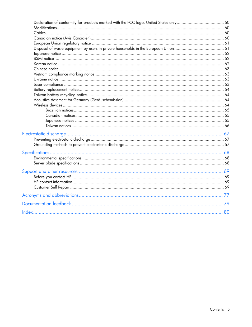 HP ProLiant BL460c Gen8 Server Blade User Manual | Page 5 / 83