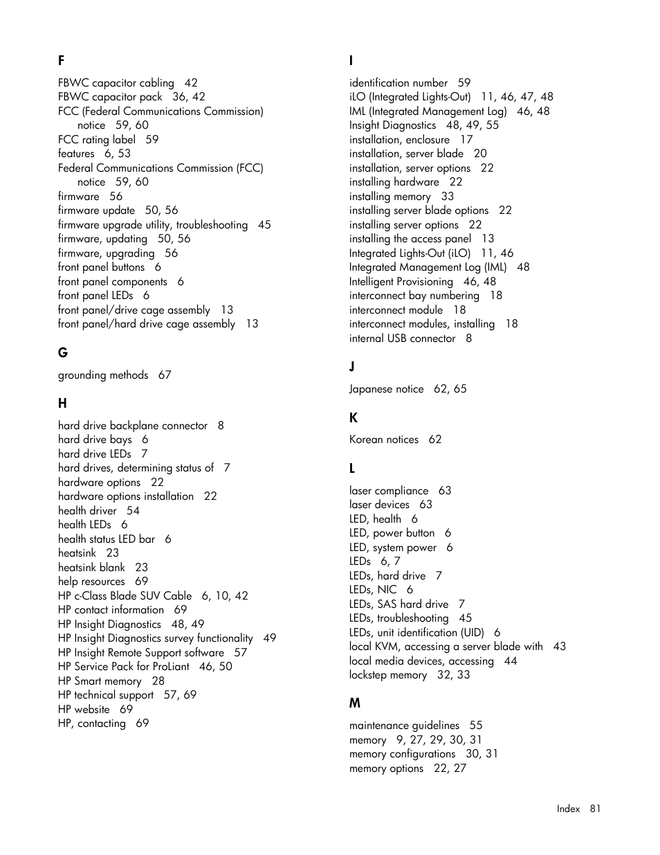 HP ProLiant BL460c Gen8 Server Blade User Manual | Page 81 / 83