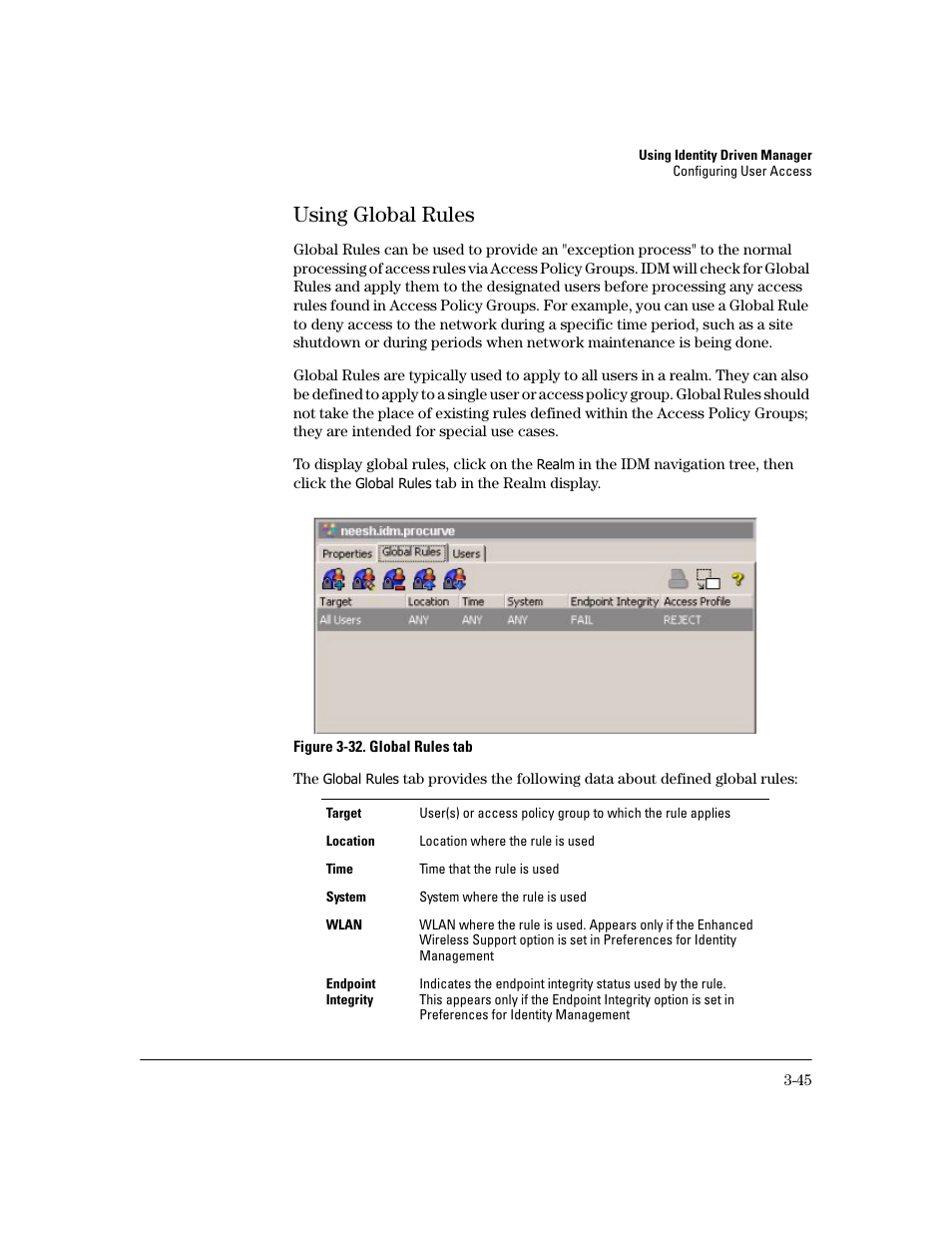 Using global rules, Using global rules -45 | HP Identity Driven Manager Software Series User Manual | Page 109 / 194