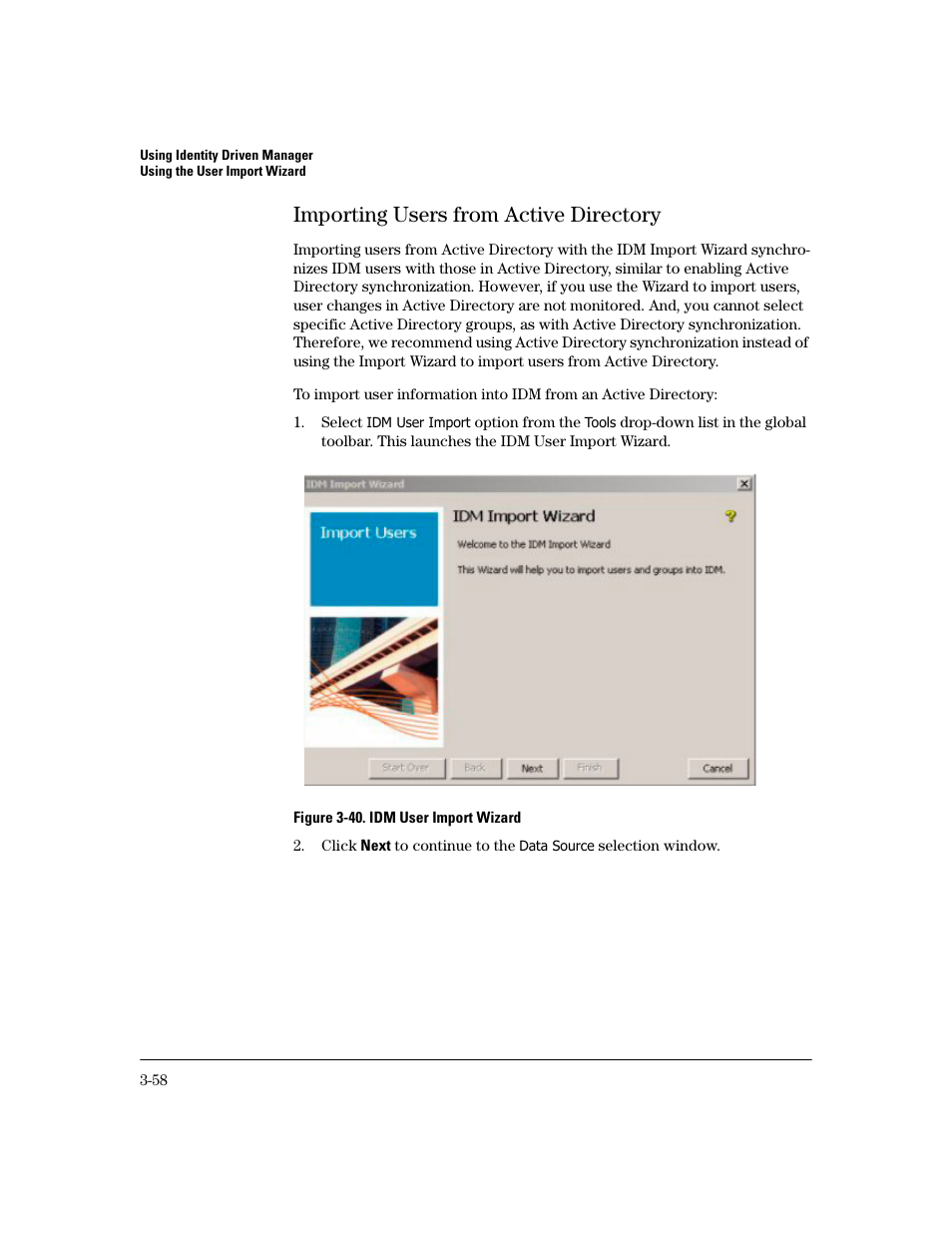 Importing users from active directory, Importing users from active directory -58 | HP Identity Driven Manager Software Series User Manual | Page 122 / 194