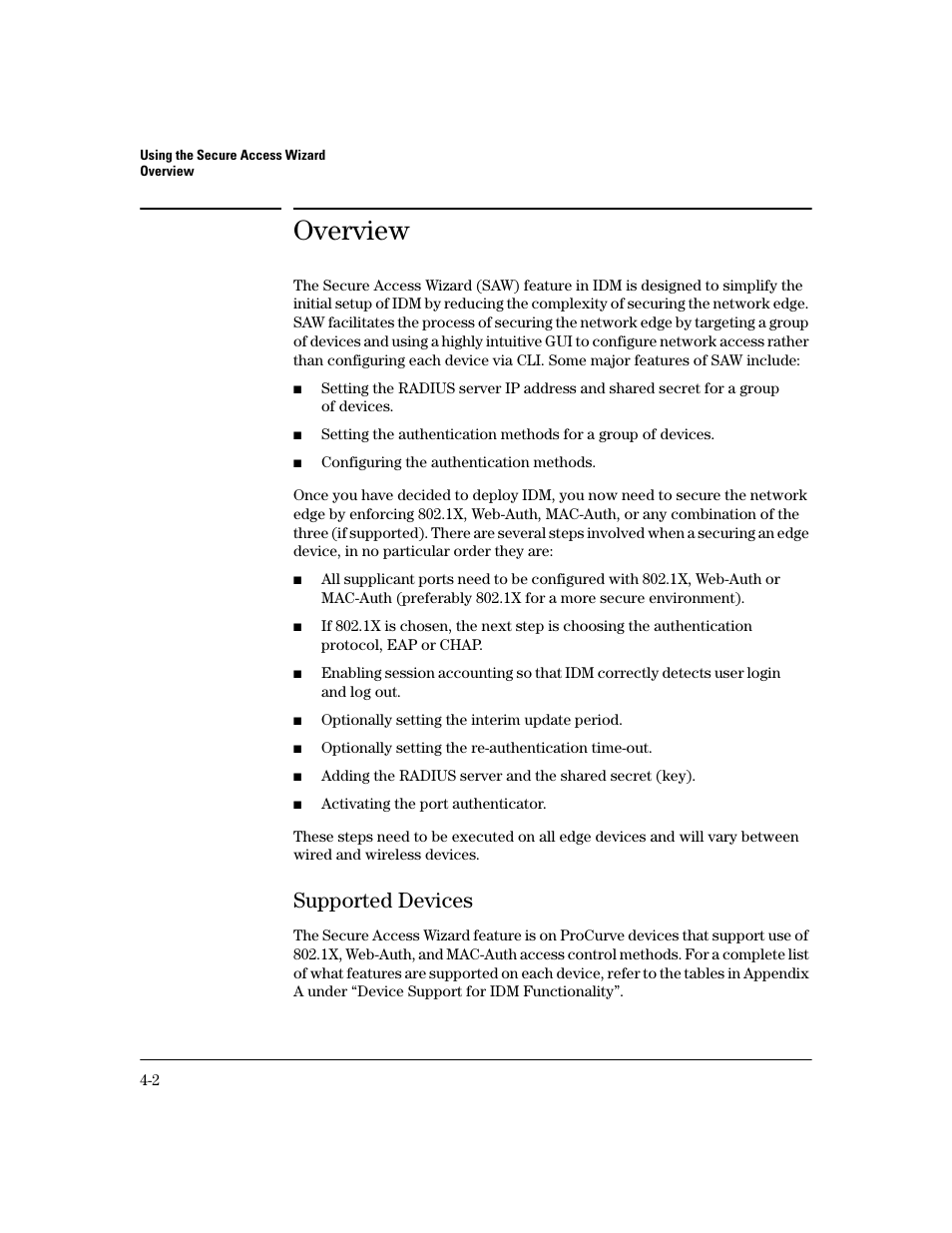 Overview, Supported devices, Supported devices -2 | HP Identity Driven Manager Software Series User Manual | Page 142 / 194