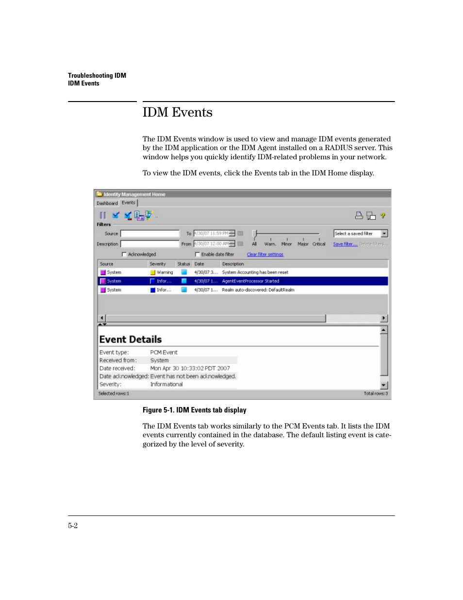 Idm events | HP Identity Driven Manager Software Series User Manual | Page 164 / 194