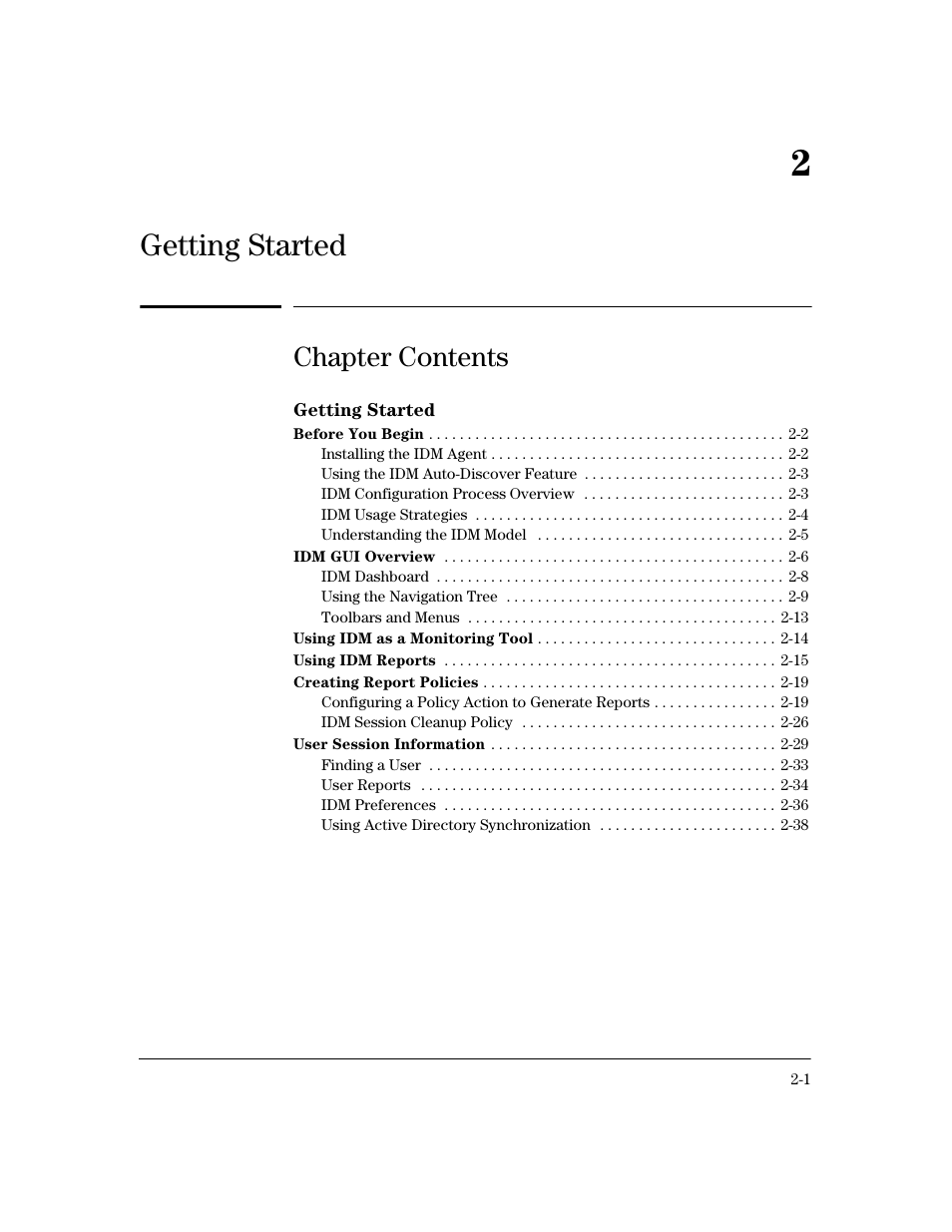 Getting started, Chapter contents, 2 getting started | HP Identity Driven Manager Software Series User Manual | Page 23 / 194