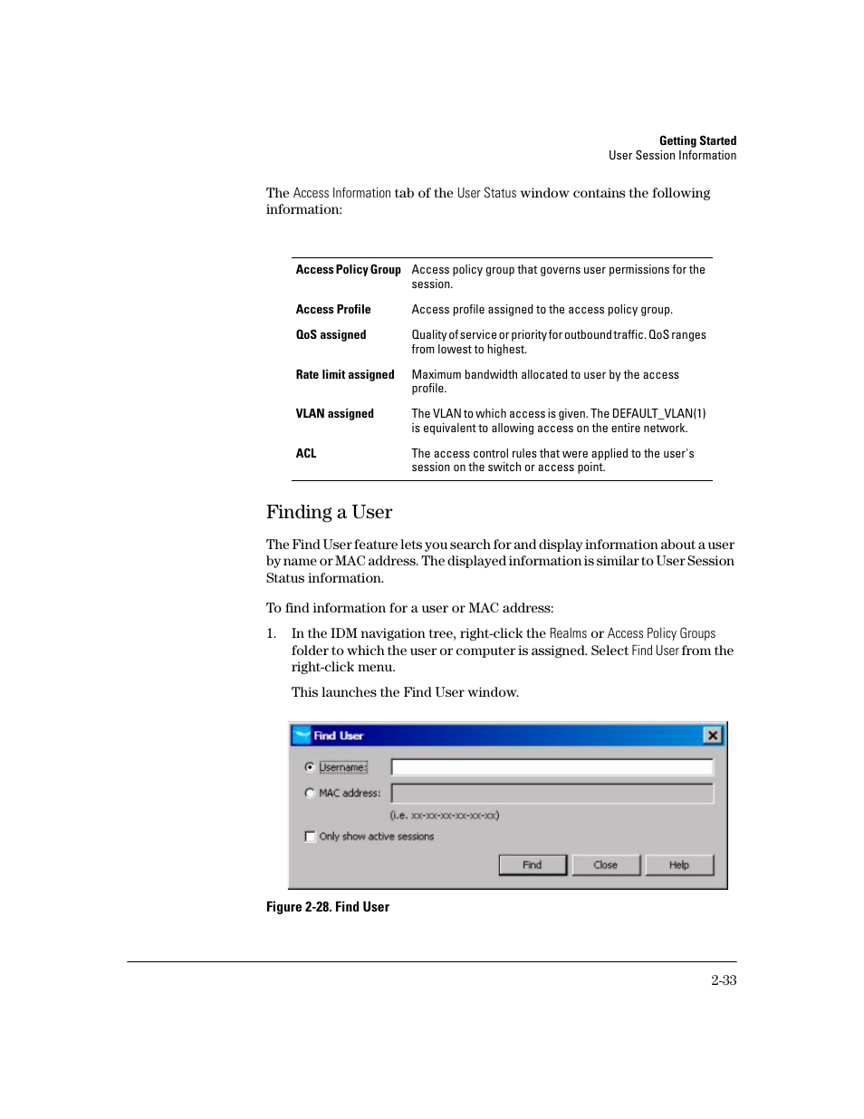 Finding a user, Finding a user -33 | HP Identity Driven Manager Software Series User Manual | Page 55 / 194