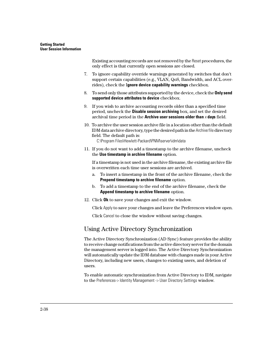 Using active directory synchronization, Using active directory synchronization -38 | HP Identity Driven Manager Software Series User Manual | Page 60 / 194