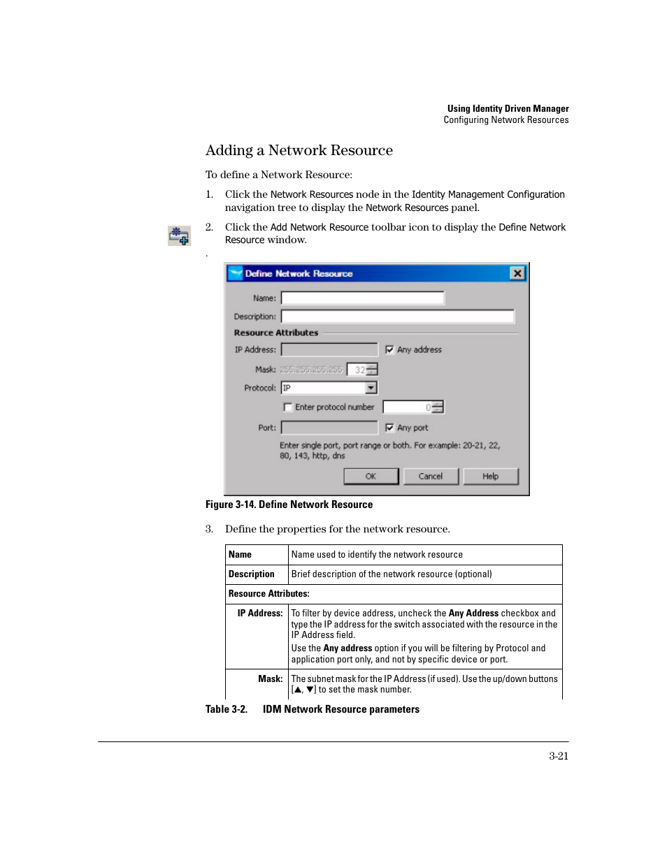 Adding a network resource, Adding a network resource -21 | HP Identity Driven Manager Software Series User Manual | Page 85 / 194