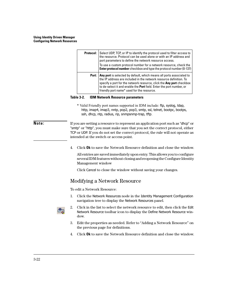 Modifying a network resource, Modifying a network resource -22 | HP Identity Driven Manager Software Series User Manual | Page 86 / 194