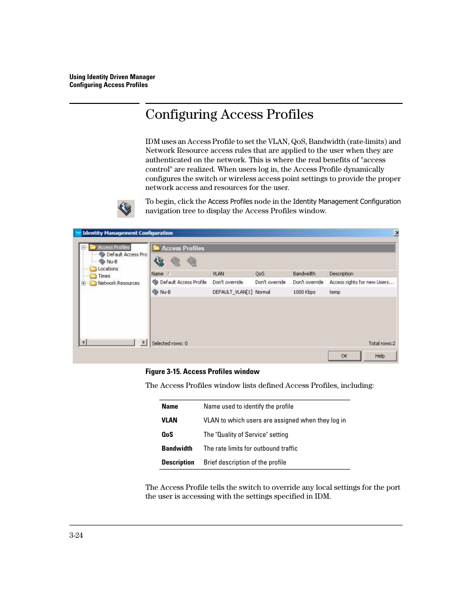 Configuring access profiles | HP Identity Driven Manager Software Series User Manual | Page 88 / 194