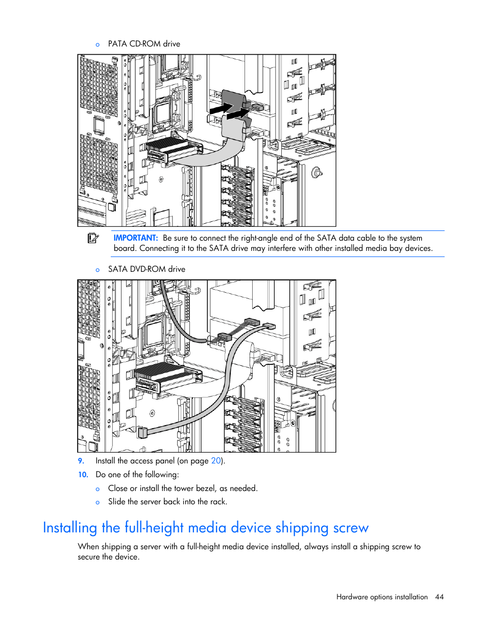 HP ProLiant ML350 G5 Server User Manual | Page 44 / 118