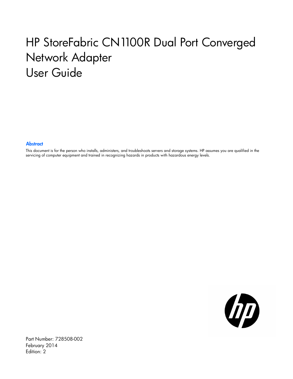 HP StoreFabric Converged Network Adapters User Manual | 22 pages